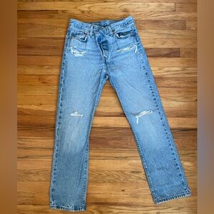 Levi’s 501 Distressed Straight Leg Jeans